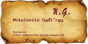 Mikolovits György névjegykártya